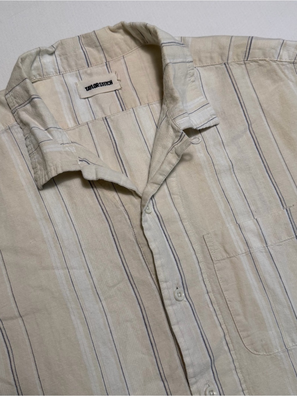 Taylor Stitch Button Up Shirt Men 2XL (46) Linen Blend Camp Loop Collar Beach